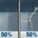 Tuesday: A chance of rain showers before 2pm, then a chance of showers and thunderstorms. Mostly cloudy, with a high near 82. Chance of precipitation is 50%. Tuesday: Chance Rain Showers